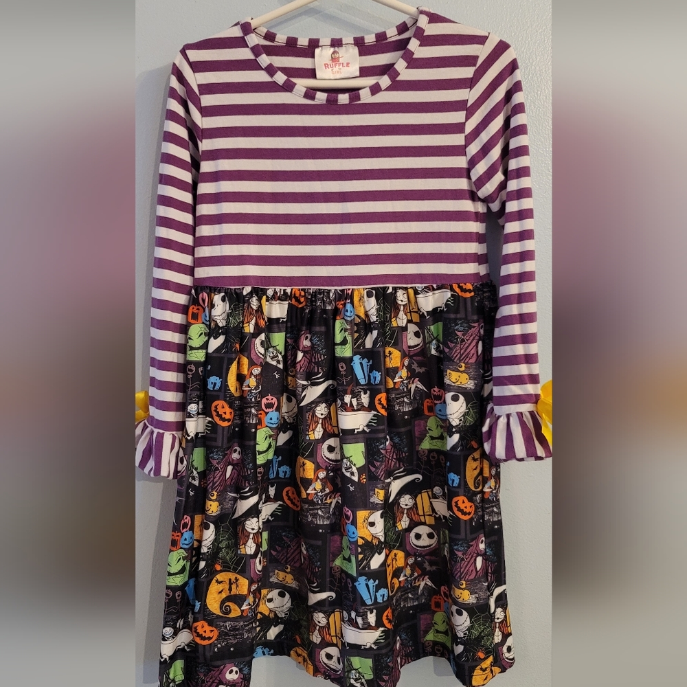 Ruffle girl Nightmare before Christmas stripes Jack Skeleton Halloween Dress